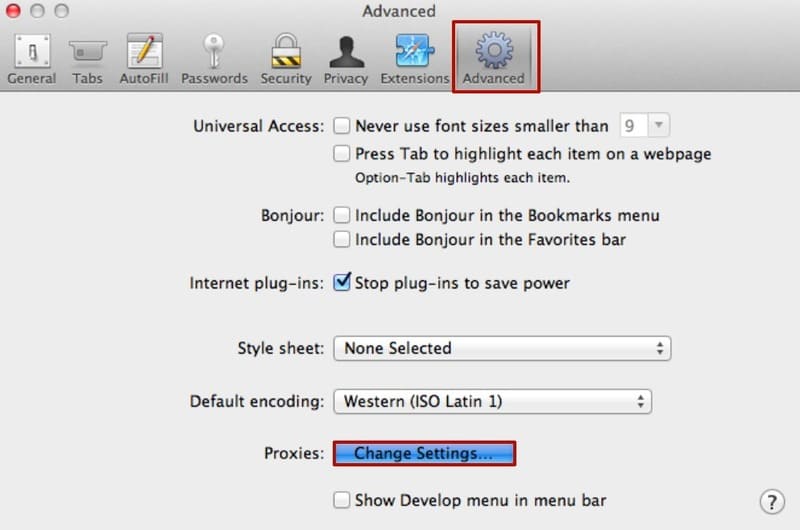 Ngừng cài đặt proxy trên trình duyệt Safari