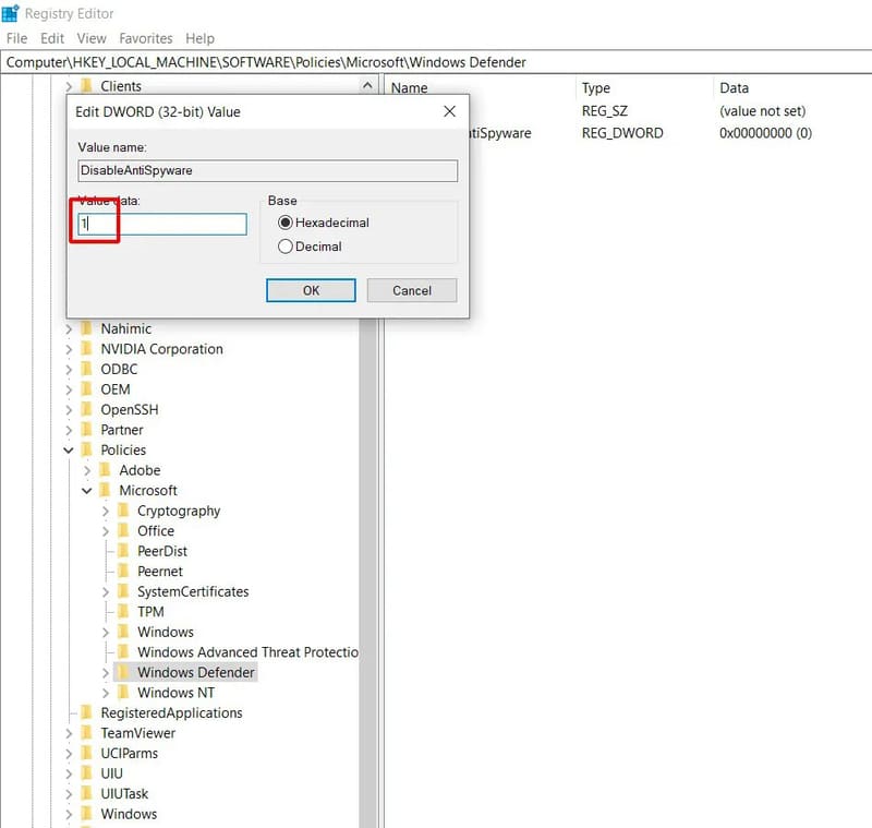 Vô hiệu hóa proxy thông qua Registry Editor